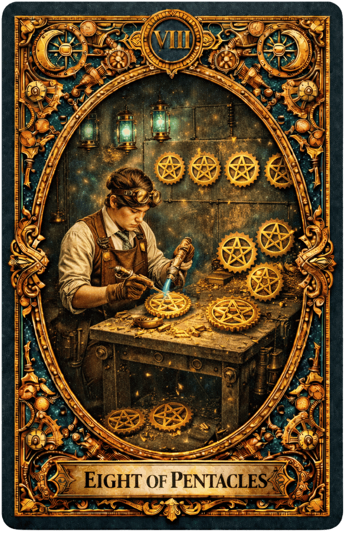Eight of Pentacles tarot card